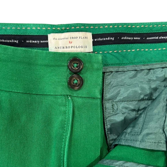 Anthropologie The Essential Crop Flare Pants Size 6 Green - Picture 4 of 10